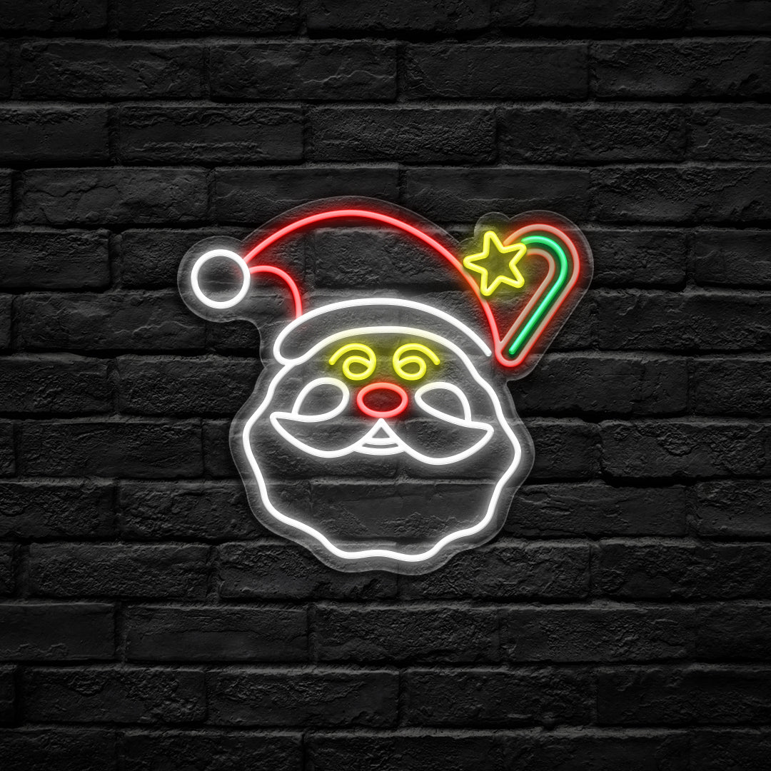 Santa Claus with Star Hat LED Neon Sign (USB-Dimmable, 35cm x 33cm)