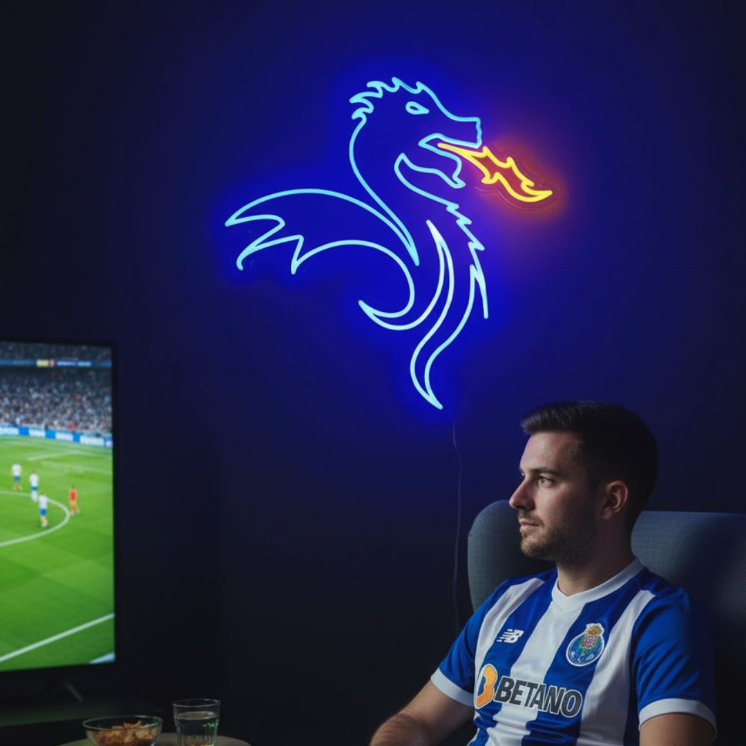 FC Porto – Enseigne Néon LED Dragon – Décoration Lumineuse Officiellement Licenciée
