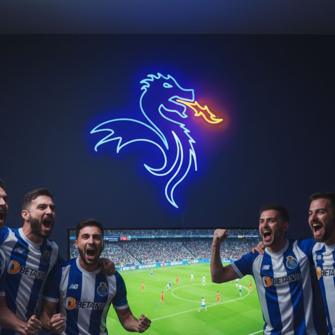 FC Porto – Enseigne Néon LED Dragon – Décoration Lumineuse Officiellement Licenciée