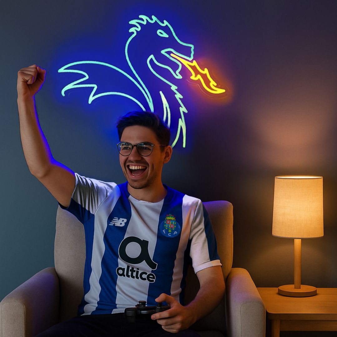 FC Porto – Enseigne Néon LED Dragon – Décoration Lumineuse Officiellement Licenciée