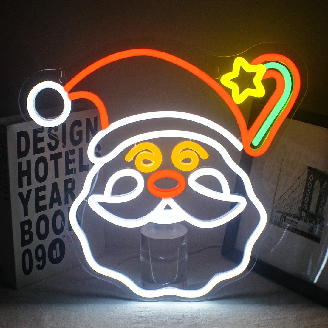 Santa Claus with Star Hat LED Neon Sign (USB-Dimmable, 35cm x 33cm)