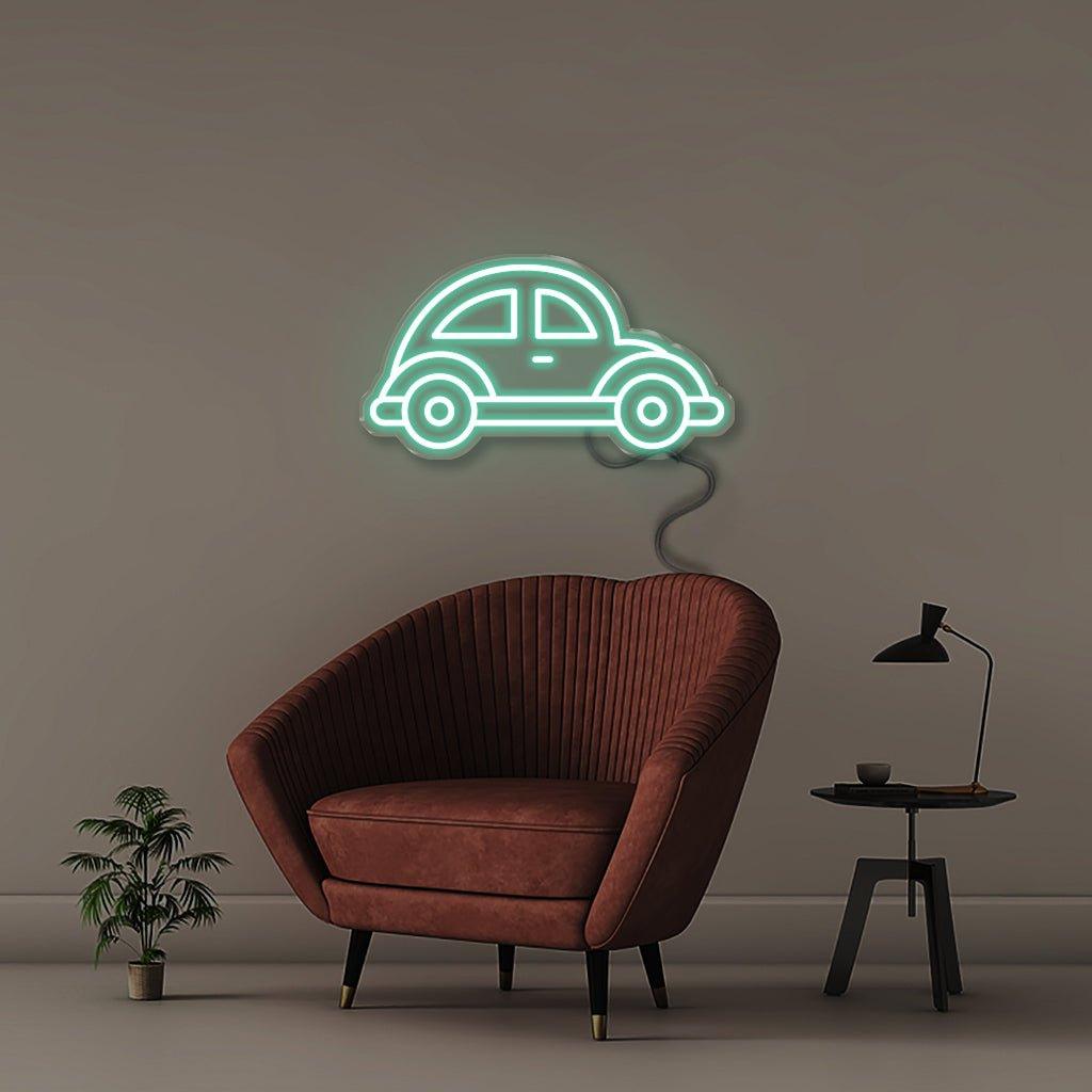 Beetle Car - Neonific - LED Neon Signs - 18" (46cm) - Sea Foam