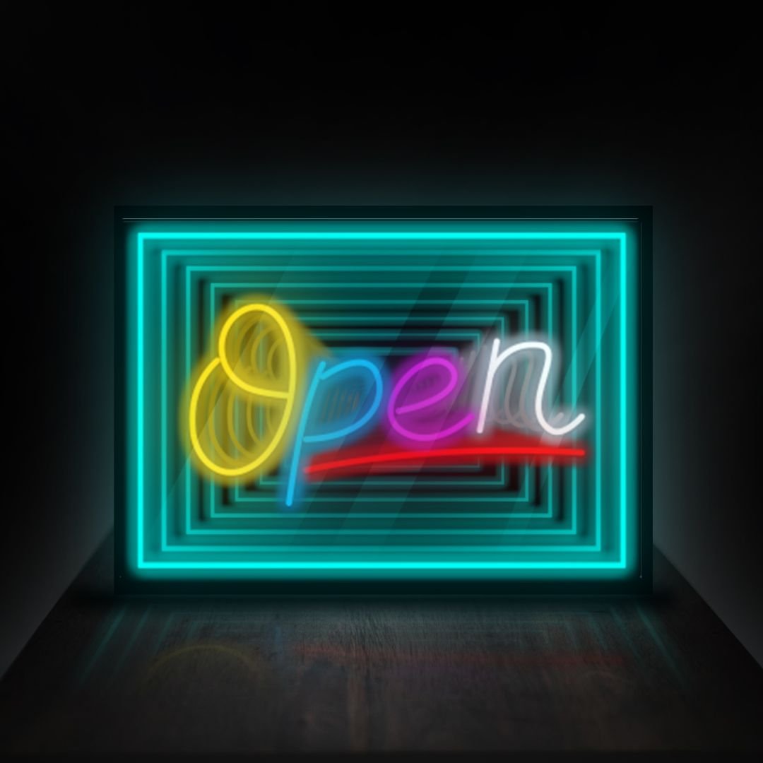 Infinity Mirror "Open" - Neonific - LED Neon Signs - 12" (31cm) -
