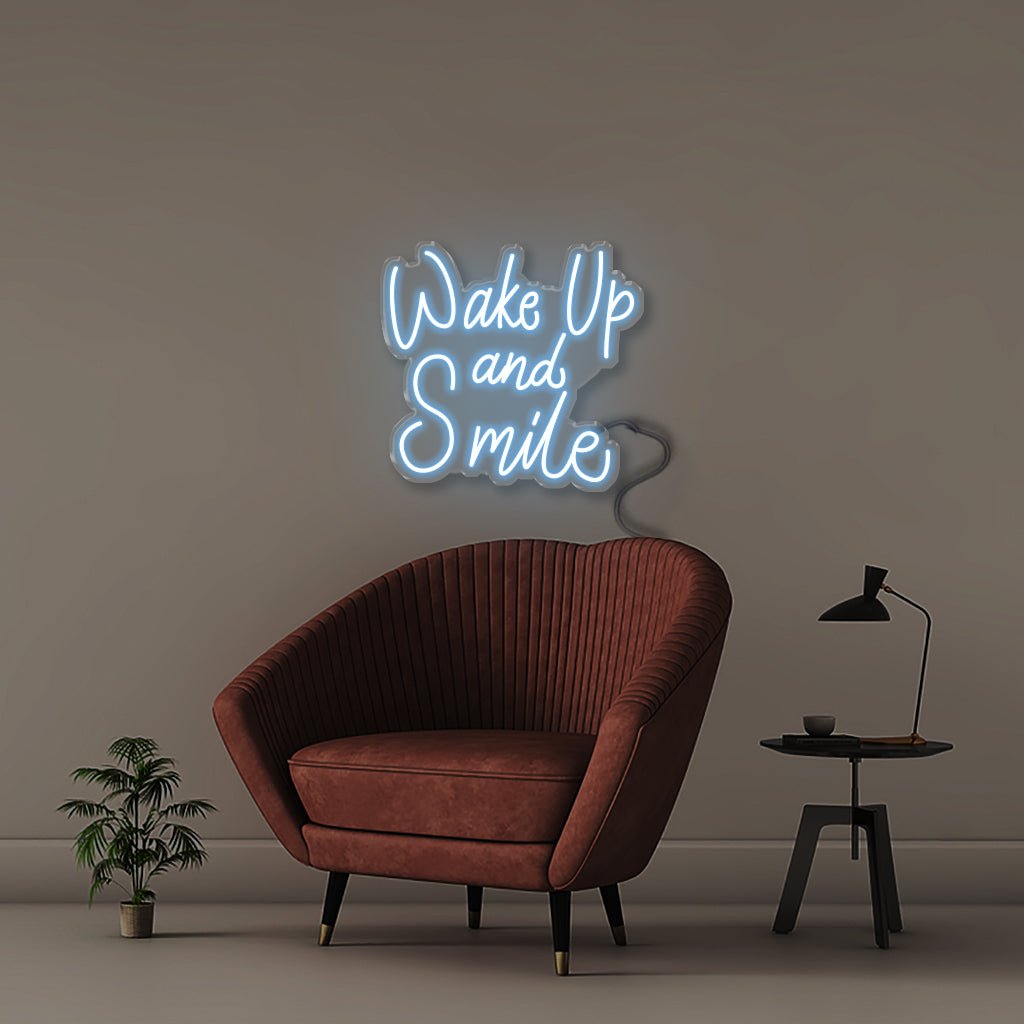 Wake Up and Smile - Neonific - LED Neon Signs - 24" (61cm) - Light Blue