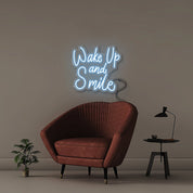 Wake Up and Smile - Neonific - LED Neon Signs - 24" (61cm) - Light Blue