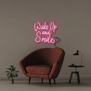 Wake Up and Smile - Neonific - LED Neon Signs - 24" (61cm) - Pink