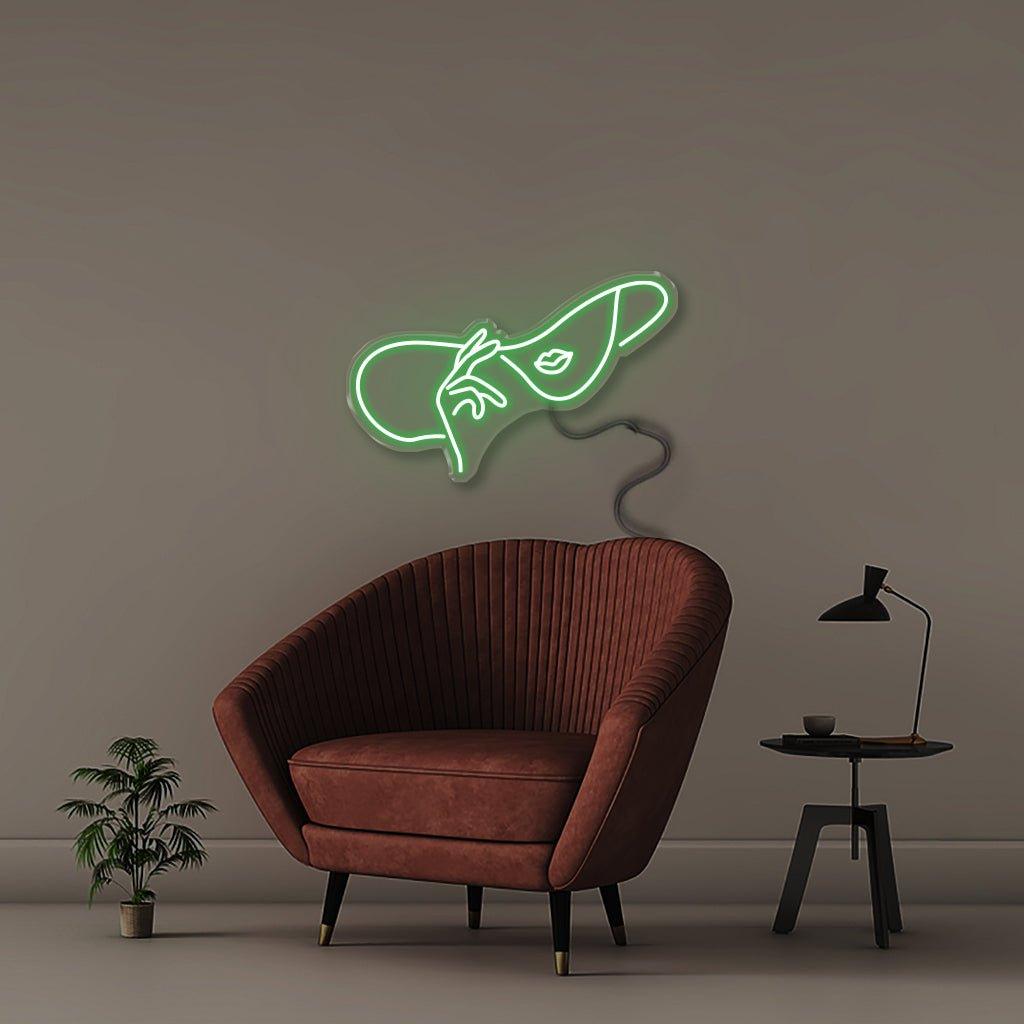 Woman in Hat - Neonific - LED Neon Signs - 30" (76cm) - Green