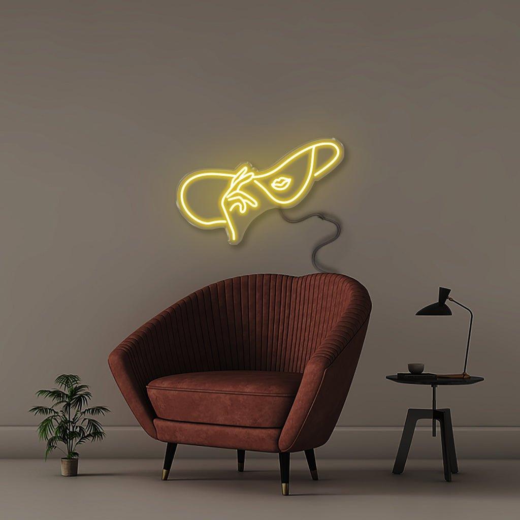 Woman in Hat - Neonific - LED Neon Signs - 30" (76cm) - Yellow