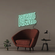 Word Hard Play Hard - Neonific - LED Neon Signs - 30" (76cm) - Sea Foam